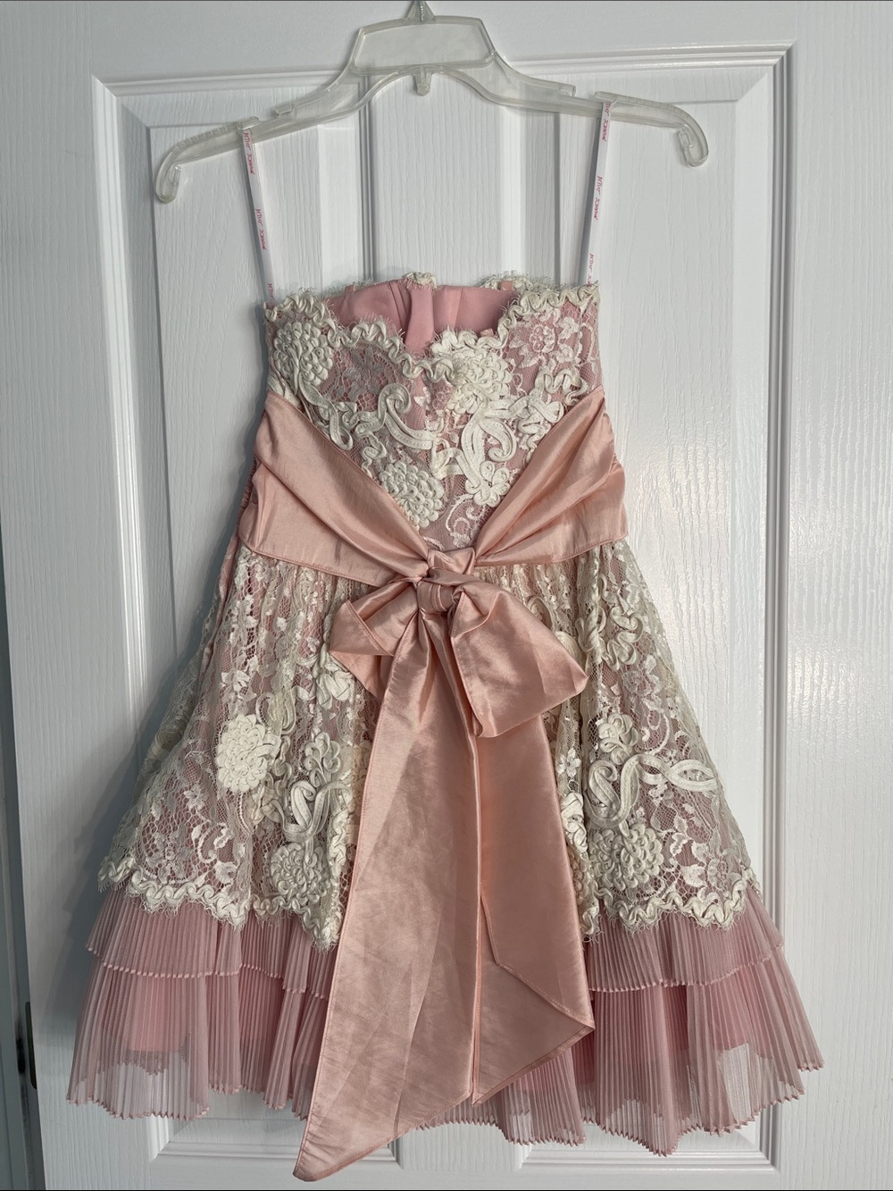 Betsey Johnson Pink and Ivory Strapless Lace Party Dress - Picture 3 of 3